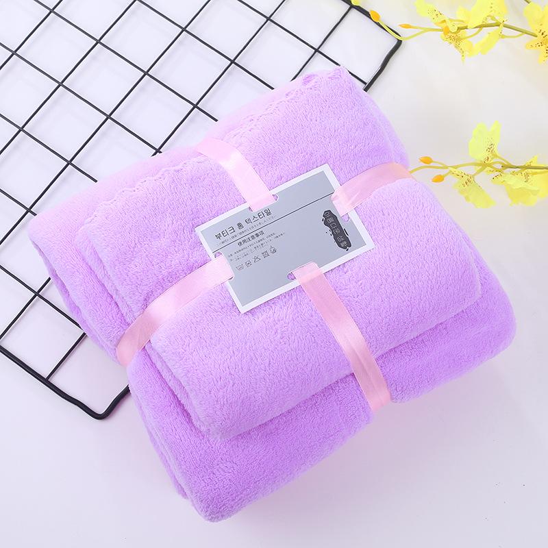 Soft Coral Fleece Bath Towel Set: Thick, Absorbent, Quick-Dry, Mother-Child 2-Piece Gift Set
