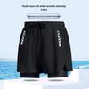 Junwen Men's Quick-Dry Double-Layer Swim Trunks