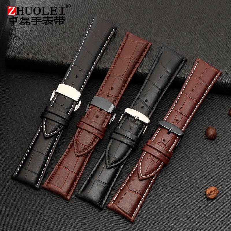 Correa de reloj 23 mm 24 mm 26 mm 28 mm de ancho grande Negro marrón Para hombre Cocodrilo Piel Genuina Correa de reloj Banda pulseras envío gratis