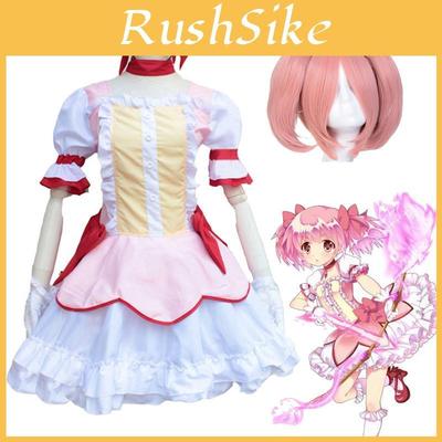 Madoka Kaname Puella Magi Madoka Magica Cosplay Kostuum Elegante Dienstmeisjesjurk Set