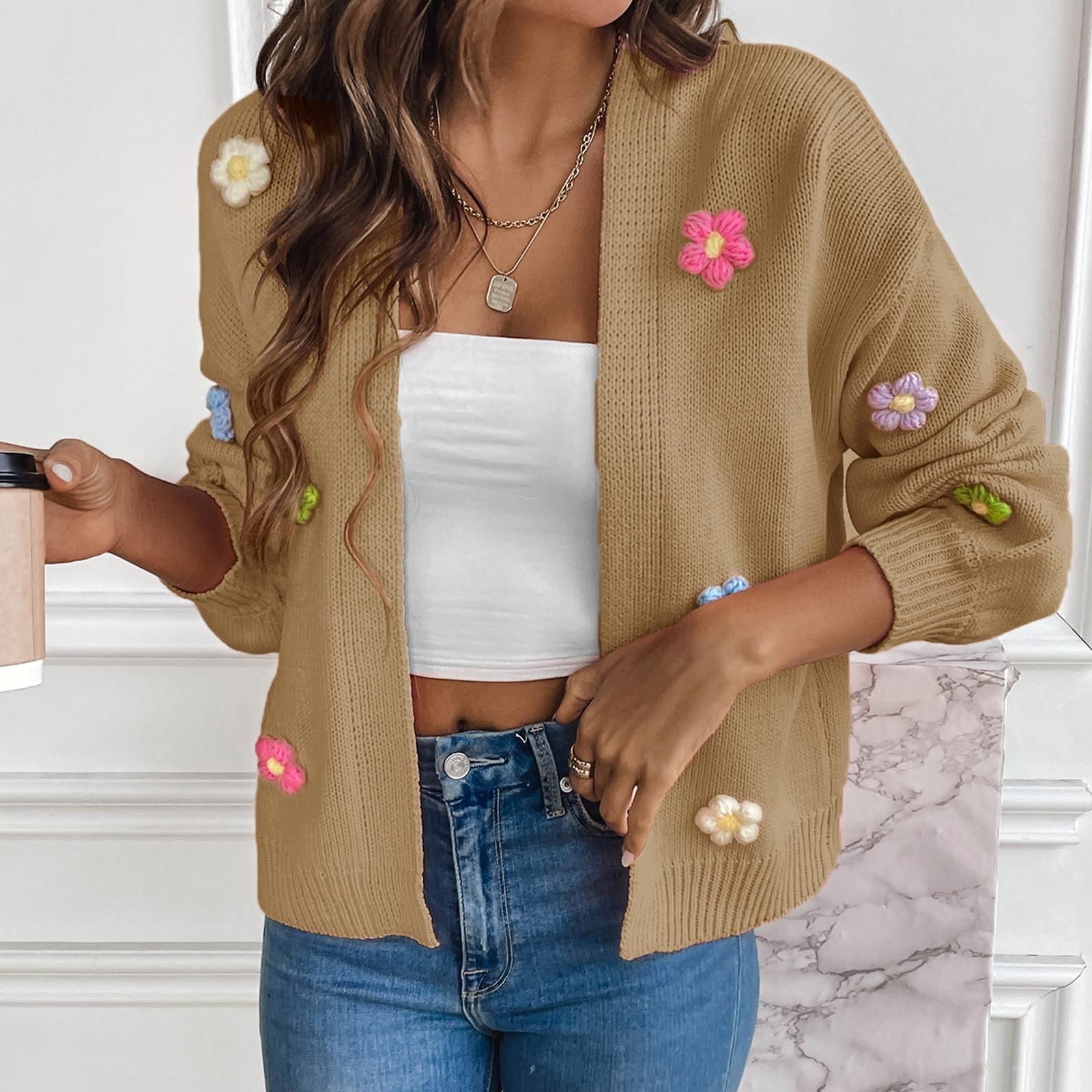 

Женская футболка с винтажным цветочным принтом, круглым вырезом, свободная, с длинным рукавом, средней длины, с большим пальцем, с утечкой M верблюд