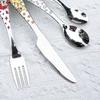 304 Stainless Steel Children Cutlery Set Cartoon Animals Dishwasher Safe Spoon Fork Knife Silver Cute Dinnerware Table Setting