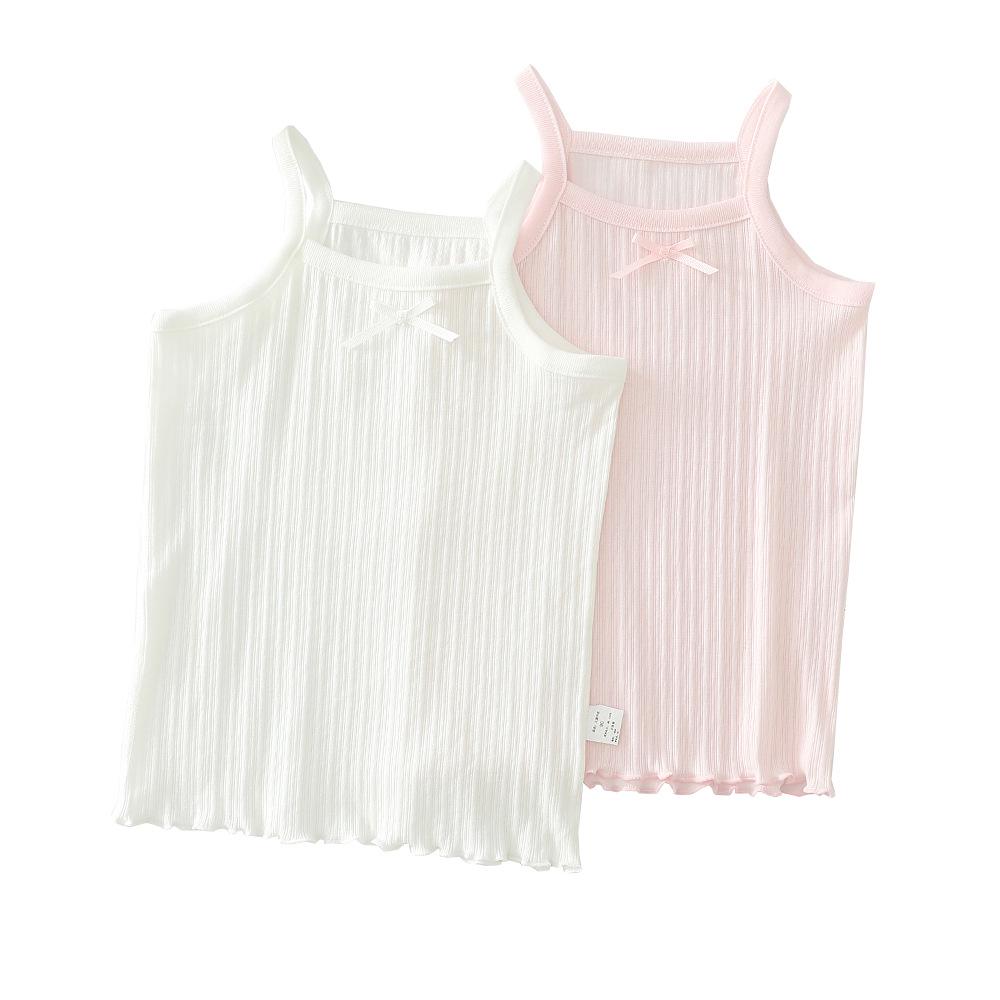 Children's 100% Cotton Jacquard Sleeveless Pajamas – Unisex, 2-Piece Set