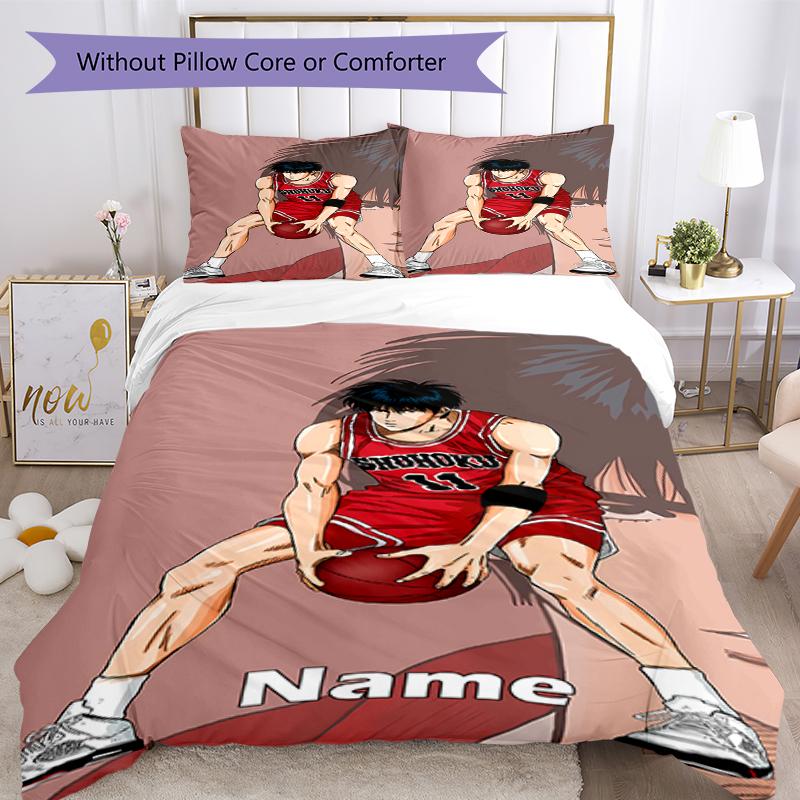 3-teiliges Bettwäsche-Set mit individuellem Namen, Slam Dunk, Bettbezug mit Verschluss, Enthält 1 Bettbezug & 2 Kissenbezüge, Weich und bequem für alle Jahreszeiten.