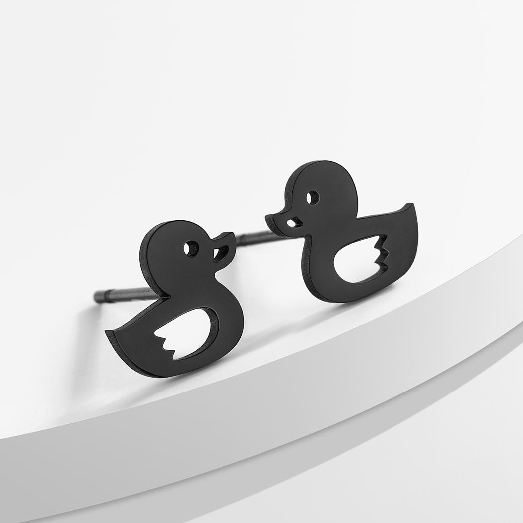 

Kinitial Laser Carved Fashion Stainless Steel Earrings Duck Earrings Minimalist Dainty Earrings Study Earrings Anniversary чорний