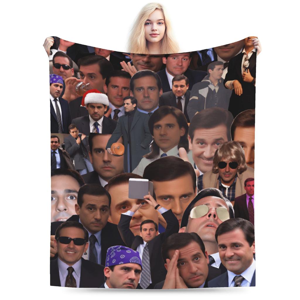 Dwight Schrute Collage Blankets Quality Warm Soft  Throw Blanket Winter Students Bedroom Graphic Bedspread