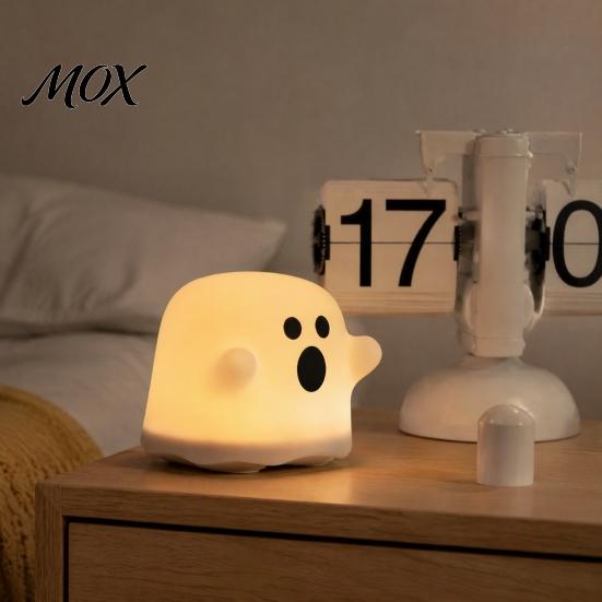Rechargeable Bedroom Decor Ghost Night Light, Touch Control Dimmable Bedside Lamp, USB Squishy Ambient Funny Cartoon Atmosphere Lamp Light with 30-Min