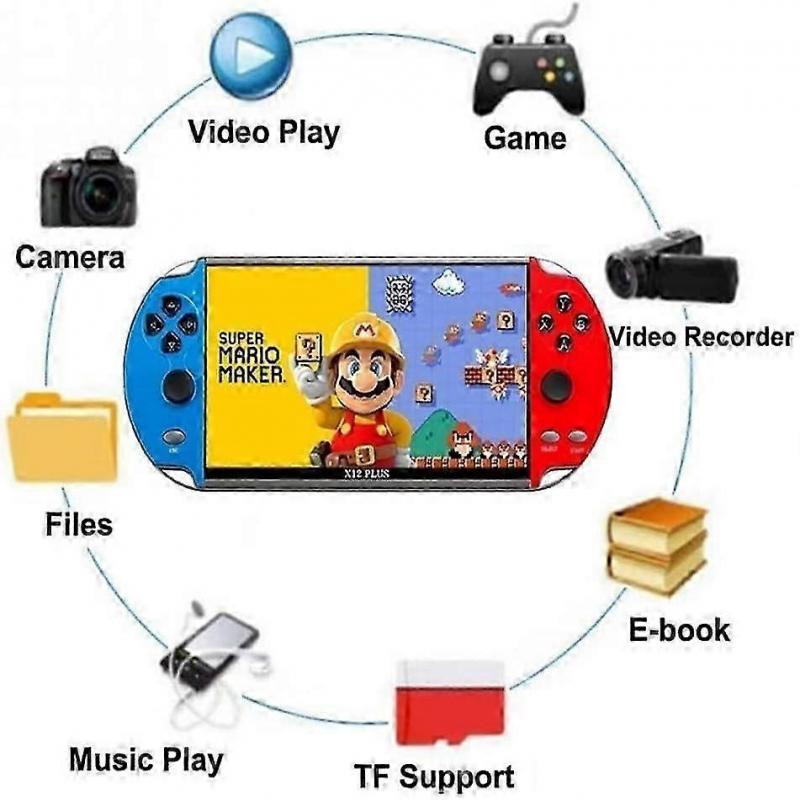 X12 Plus 7 Inch HD Screen Handheld Game Console 10000+ Free Games, Dual Joystick Arcade Retro Video Game Console