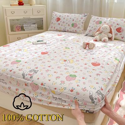 Fitted Sheet Pure Cotton Non-fading Non-balling Single-piece Bed Sheet Non-slip Multi-specification Bedding Bedspread Protector