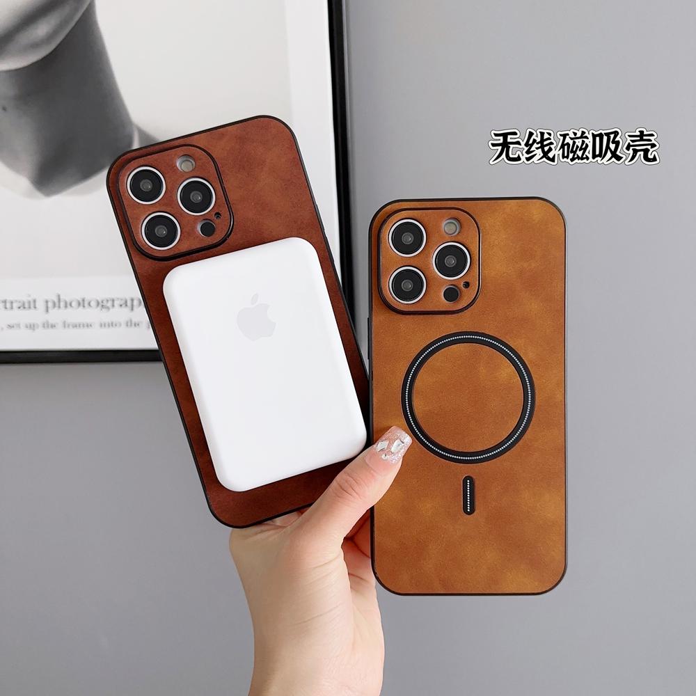 Retro Matte Leather Case for Apple iPhone 15 14 13 Pro Max Plus 14Pro 15 Pro For Magsafe Magnetic Wireless Charging Back Cover
