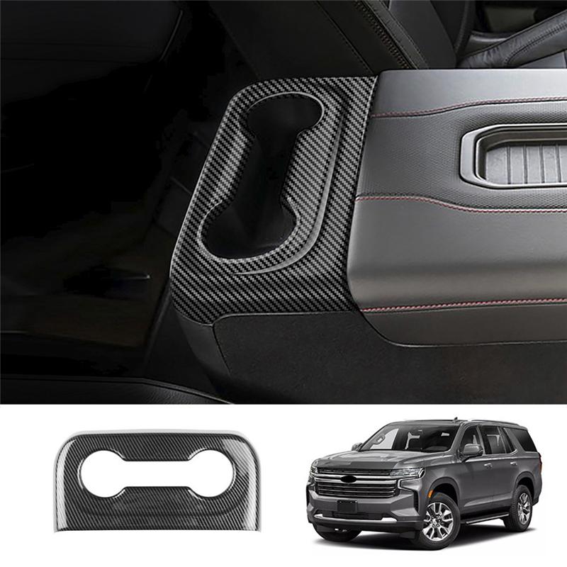 For Suburban 2023+ Car Seat Back Row Water Cup Holder Cover Frame Trim Sticker Accessories Parts Kits