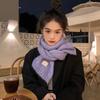 Wool Korean Style Purple Scarf for Girls in Autumn and Winter with White Wool To Keep Warm and Thickened Student Scarf