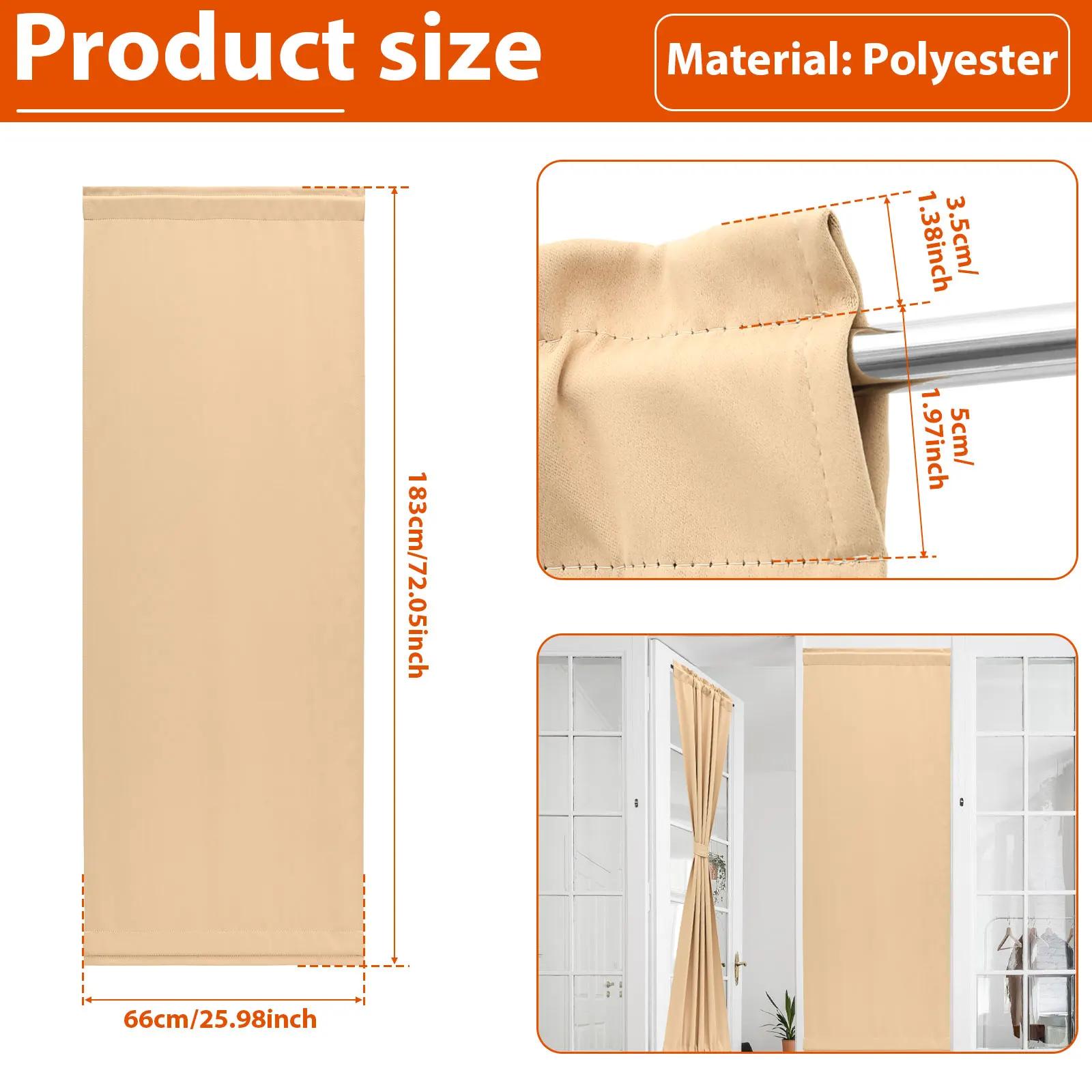 Blackout French Door Curtain Polyester 1 Panel Sidelight Curtain with Tie Back 26x72 Inch Blackout Window Curtain for Decoration