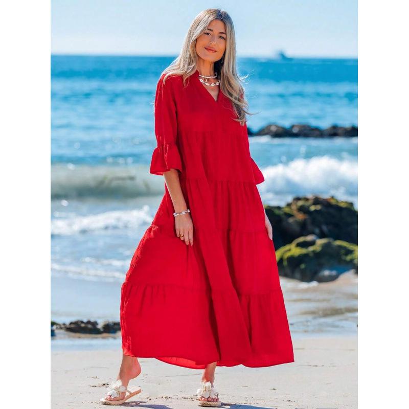 European and American fashion slim-fitting long dress women's 2026 summer new casual vacation skirt