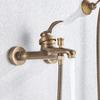 Grifo de Ducha de Latón Antiguo para Baño Grifo de Bañera Grifo Mezclador Juego de Alcachofa de Mano de ABS Grifos de Válvula de Control de Ducha de Montaje en Pared Negro