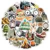10/30/50pcs Happy Outdoor Camping Travel Stickers Funny Cartoon Hiking Adventure Decals Laptop Phone Water Bottle Sticker Decor