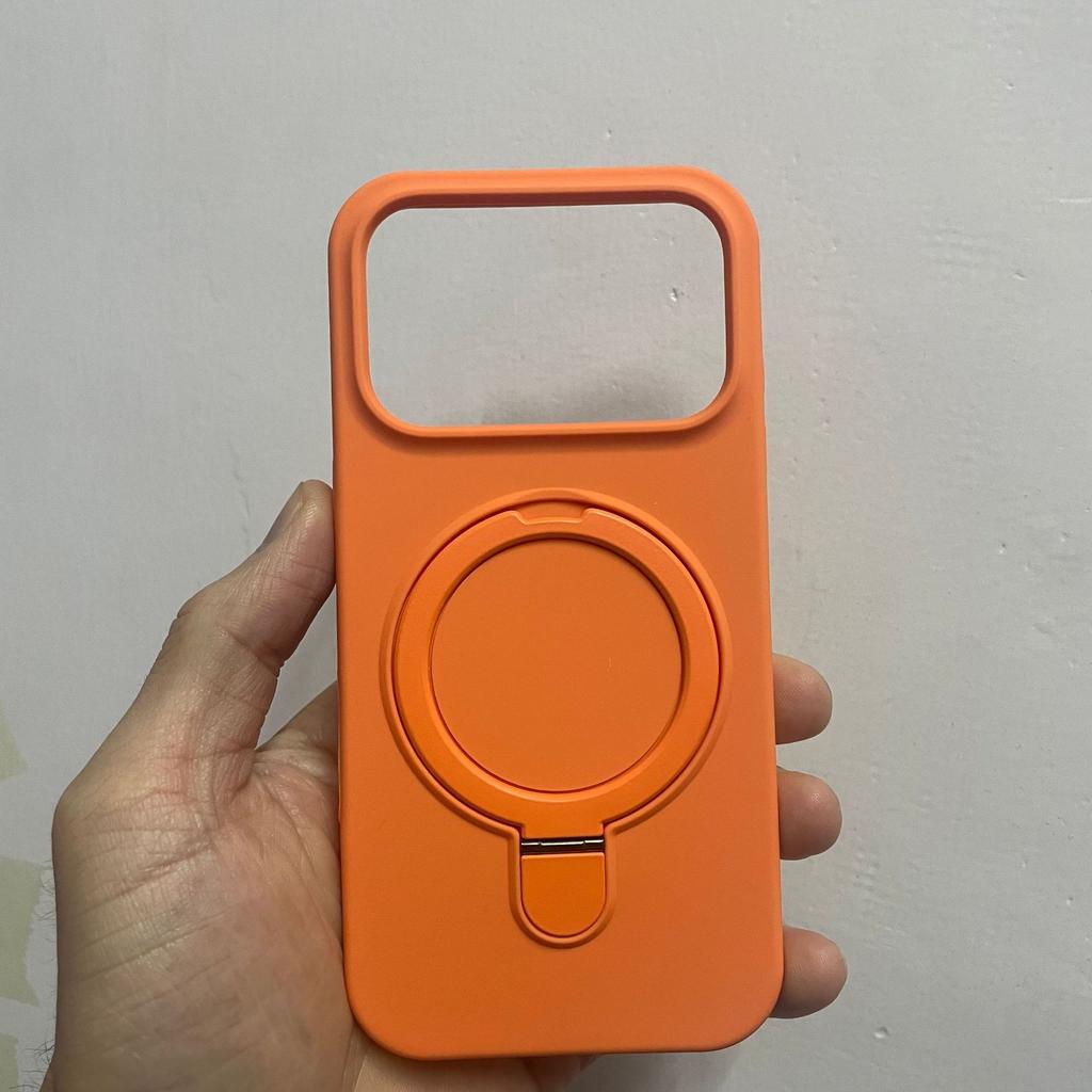 Applicable to Apple 15promax with magnetic bracket mobile phone case liquid silicone iPhone17 with fulcrum protective case