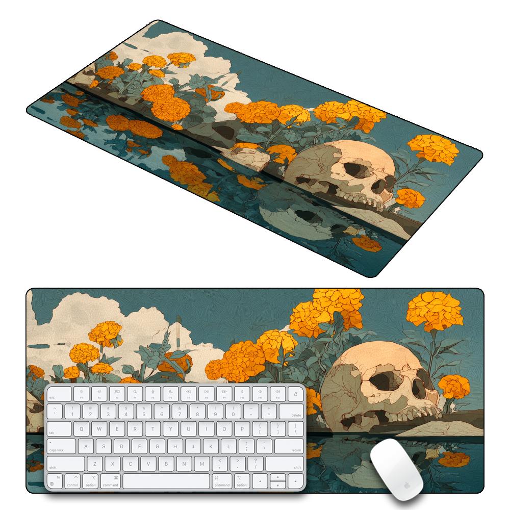 Sugar Skull Floral Deskmat Mexican Day of The Dead Mouse Pad Large Dia De Los Muertos Notepad Colorful Calavera Pattern Mousepad