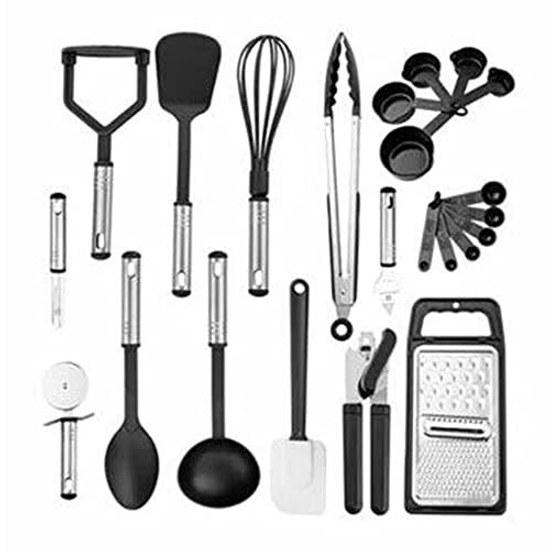Kitchen Tools 23-piece Set Supplies Cooking Utensils Silicone Items Baking Heat-resistant Tool Potato Masher Turner Whisk Tongs Peeler Pizza Cutter