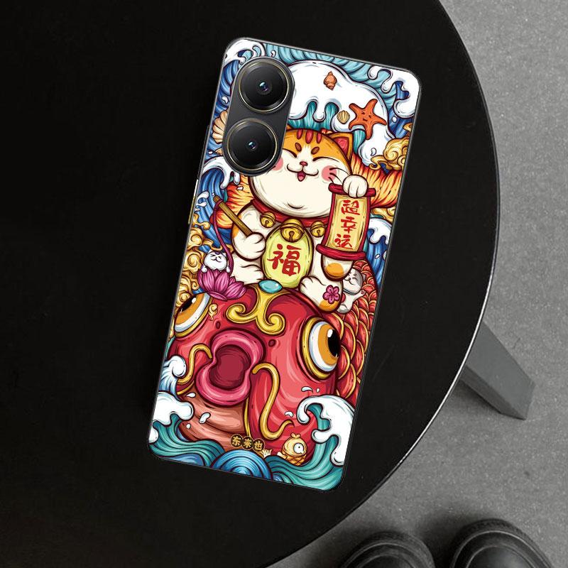Lucky Cat Maneki Neko Japanese Phone Case Cover for Xiaomi Poco X6 X5 X7 Pro F7 Ultra Redmi 15C 15 13C 13 12C 12 10C 10 10A 9C 9