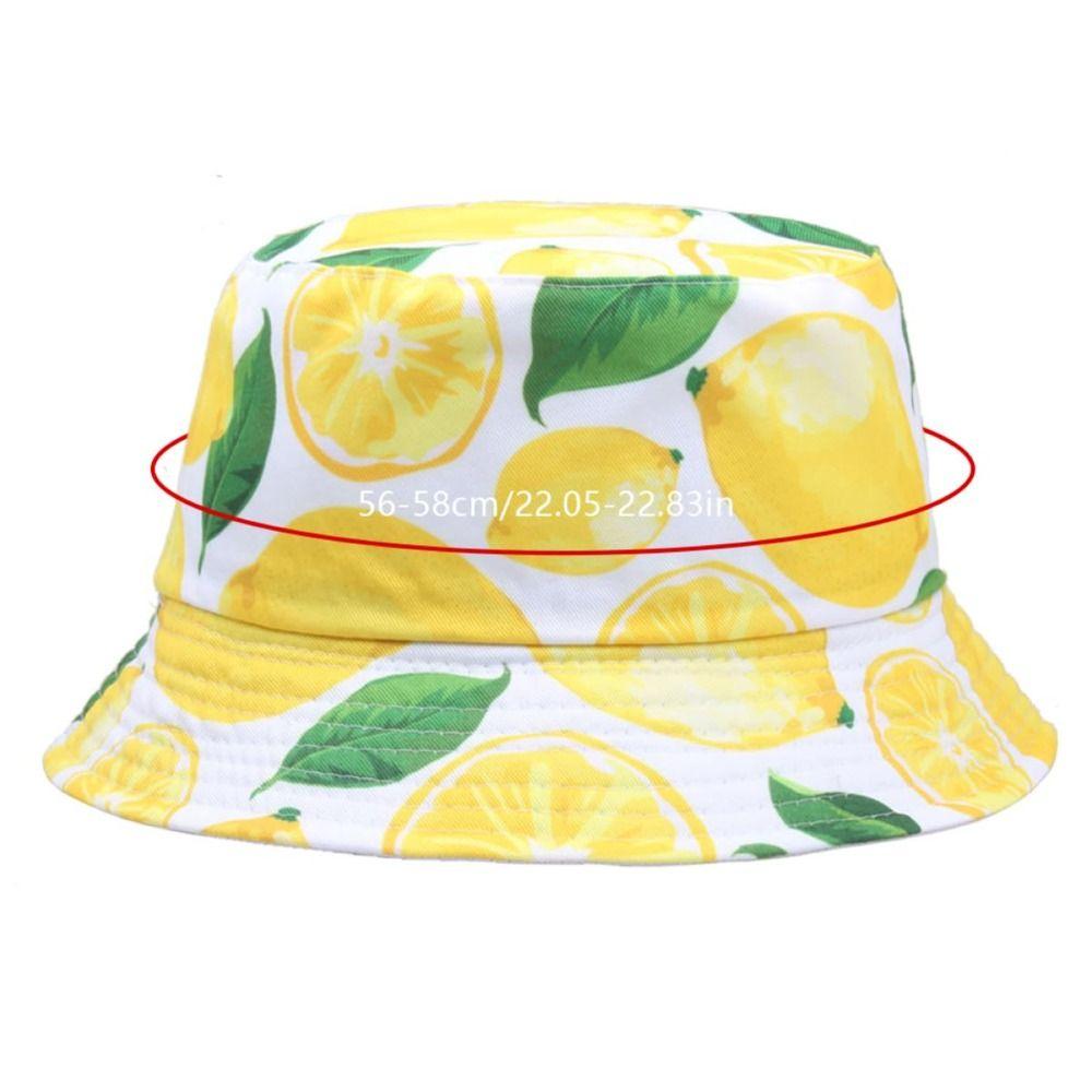 Sun Protection Bucket Hat Beach Leaf Lemon Printing Sunshade Cap Fisherman Hat  for Men Women