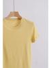 Women's Slim Fit Round Neck Short-Sleeve T-Shirt in Creamy Goose Yellow with Soft Bamboo Linen Cotton Blend