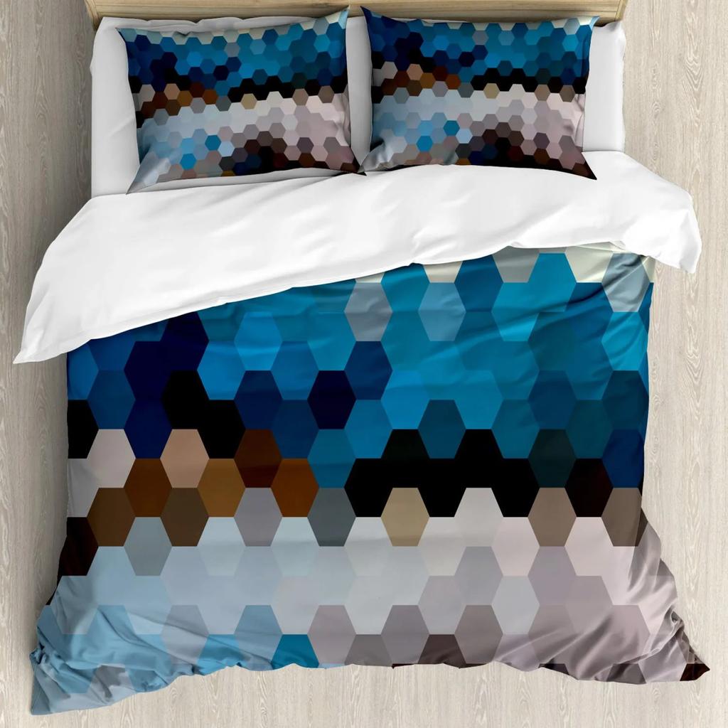 Geometric Duvet Cover Spanish Culture Inspired Ornamental Symmetric Floral Arrangement Vivid Palette Twin Polyester Qulit Cover