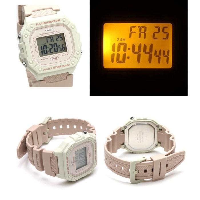 CASIO W-218HC Digital Watch (Pink Beige/Ivory)