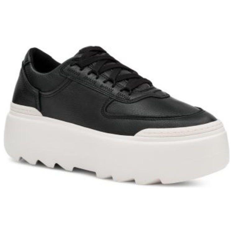 Угги кожаные туфли с круглым носком и толстой подошвой женские туфли ярко-белые черные — фото 3