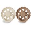 FRIGG Fairytale Silicone Pacifier (Set of 2) - Heart and Flower Shaped - Cute and Stylish Silicone Pacifier for Newborns (0-6 Months) - Cream/Silky Sa