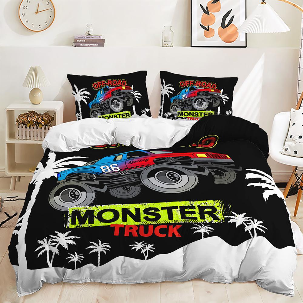 Three-Piece Racing Off-Road Vehicle Quilt Cover Two-Piece Bedding Kit For Boys