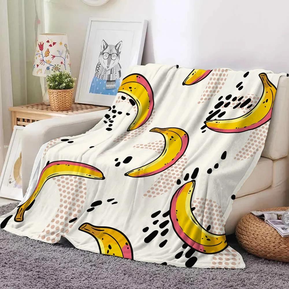 Fresh Fruits Pattern Throw Blanket Watermelon Cherry Flannel Blanket for Bed Sofa Couch Blanket King Queen Size Super Soft Warm