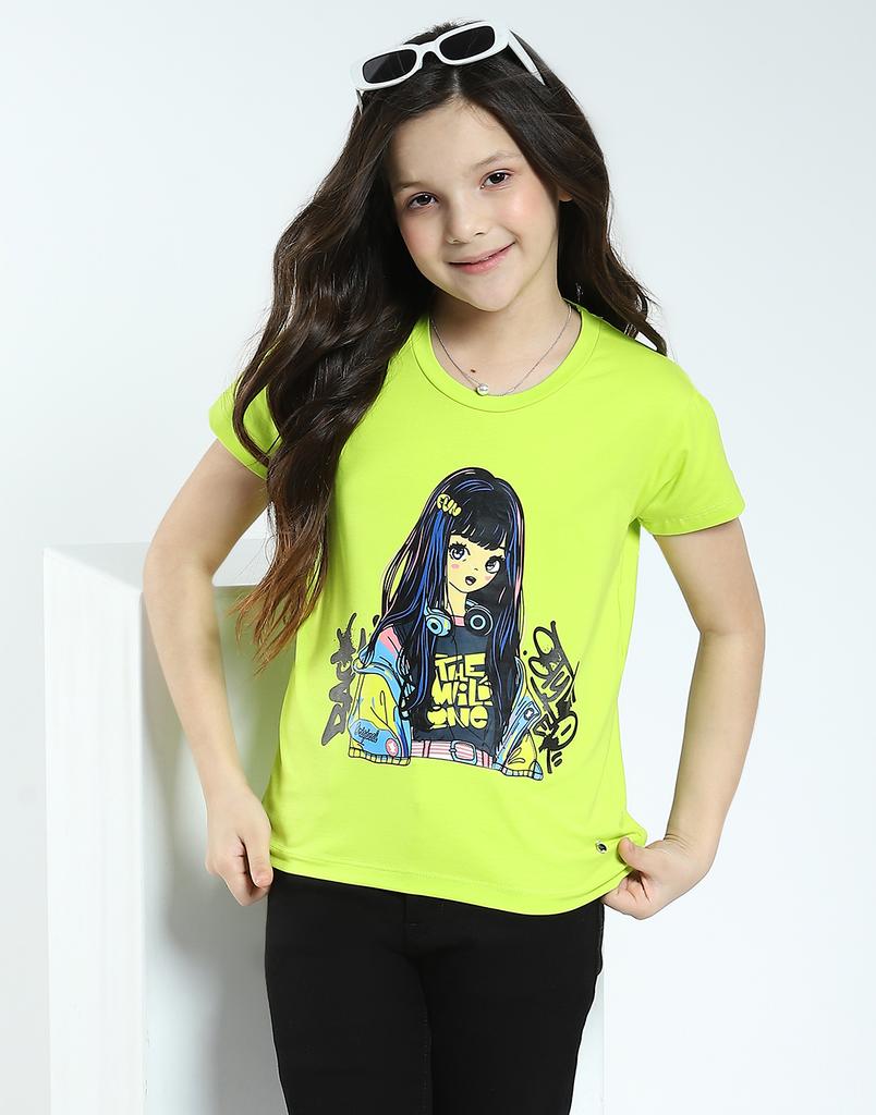 MONTE CARLO Mädchen Bedrucktes Rundhals Halbarm Top