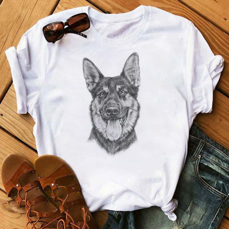 Nova adorável patas de cachorro impresso t camisa feminina verão topos dos desenhos animados impressão gráfica 90s meninas t animal feminino camisetas camisas