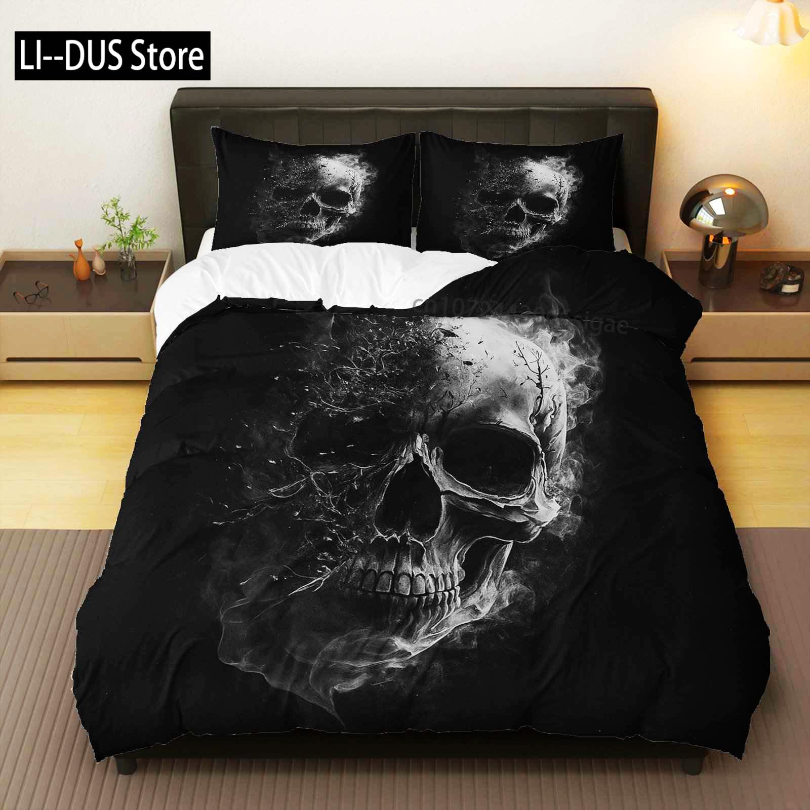 

Comforter Halloween Smoke Dark Horror Theme Halloween Bedding Set Perfect For Bedroom Living Room Photography Decoration. Comforter (quilt)-EU Single(135*200cm)3pcs
