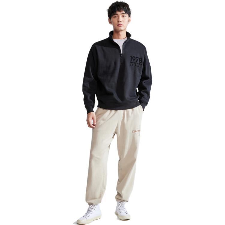 Calvin Klein Felpa Floccata Pullover Mezza Zip Uomo Felpe Nero Spazio J324100
