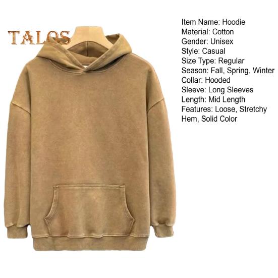 Winter Couple Hoodie Washed Retro Loose Hooded Pullover Long Sleeve Unisex Top Elastic Cuffs Thick Fall Spring Hoodie