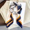 Women's Korean Style Retro Printed Imitation Silk Scarf for Professional and Casual Use