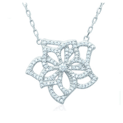 [J7816] - Silver Necklace 'Flora' Silver White (rhodium-plated) - 25x23 Mm