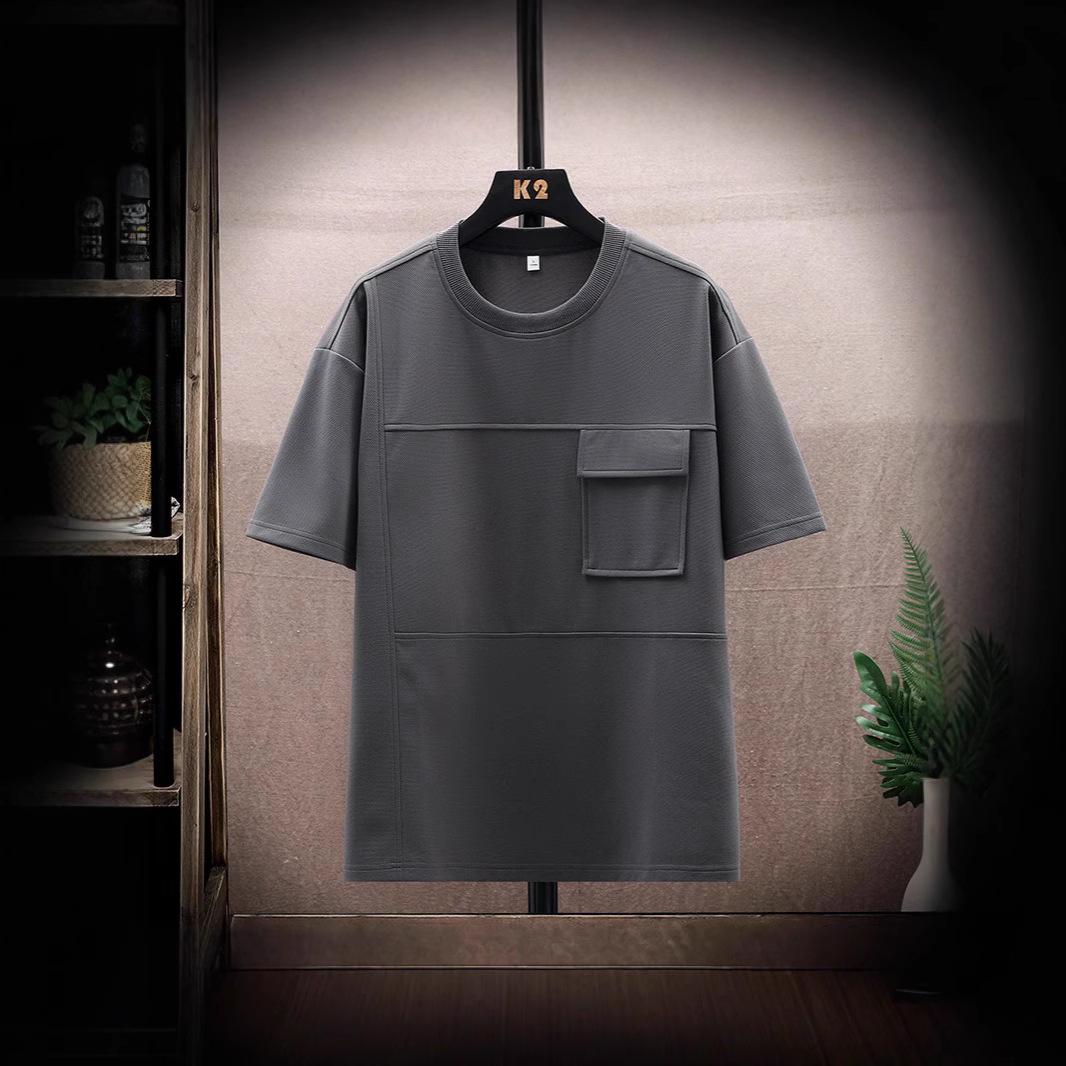 

Men s Plus Size 3D Pocket Short Sleeve Japanese Streetwear T-Shirt - Spring 2025 Collection M чорний