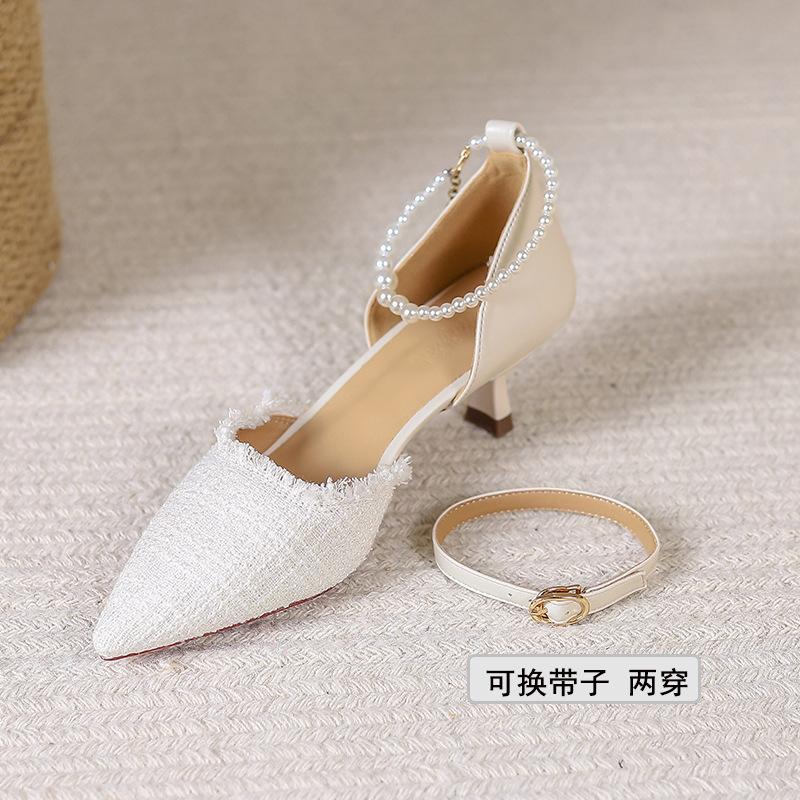 

Baotou sandals women s stiletto 2025 new summer hollow single shoes fairy wind word with pointed high heels 39