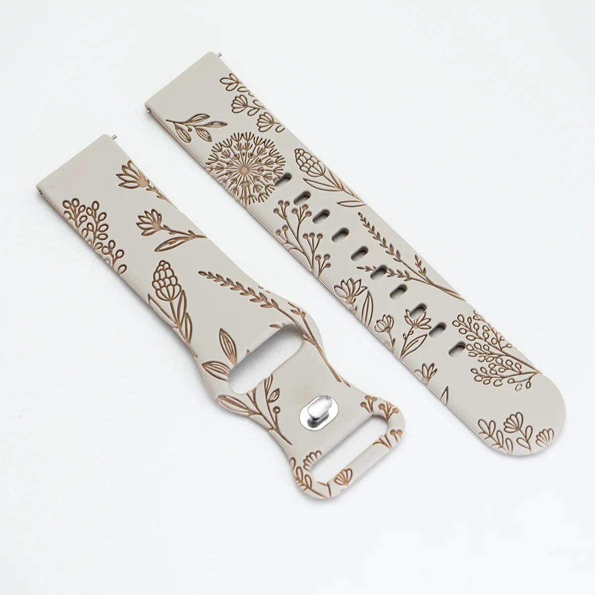 

Two-tone Silicone Band Engraved Strap for Samsung Galaxy Watch 7/6/5/4/Active 2 40mm 44mm/Watch 5 Pro 45mm/Watch 3 41mm Straps 20mm