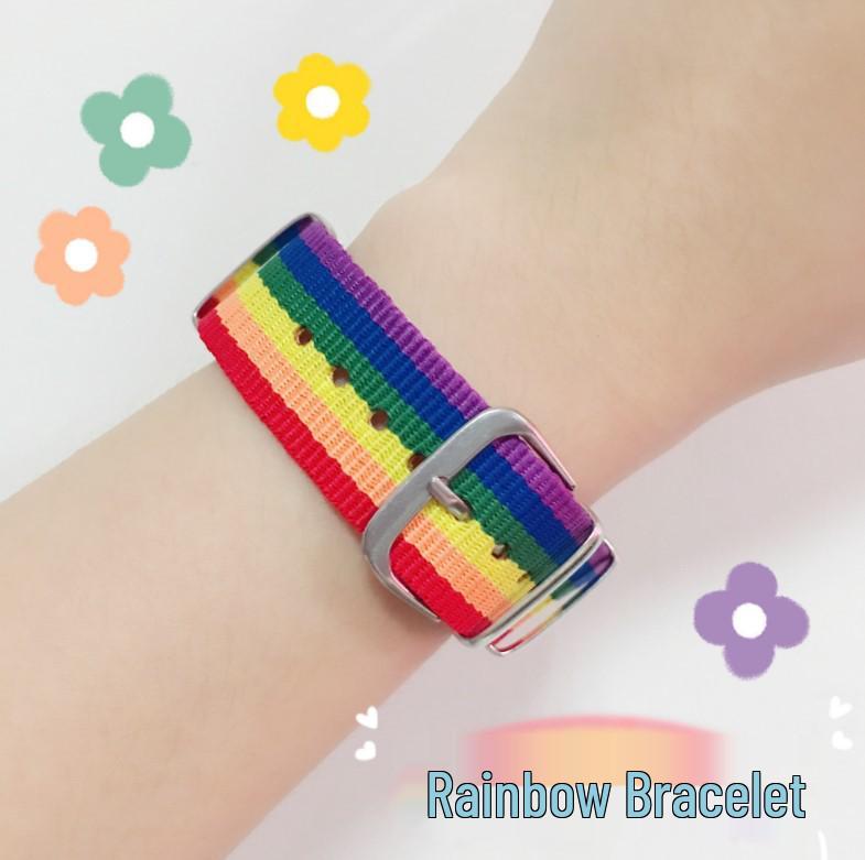 Trendy Rainbow Heart Bracelet: Minimalist Girlish Wristband in HyunA Style