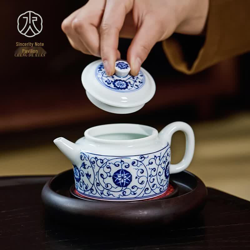 Classic Jingdezhen Blue & White Stoneware Teapot with Filter