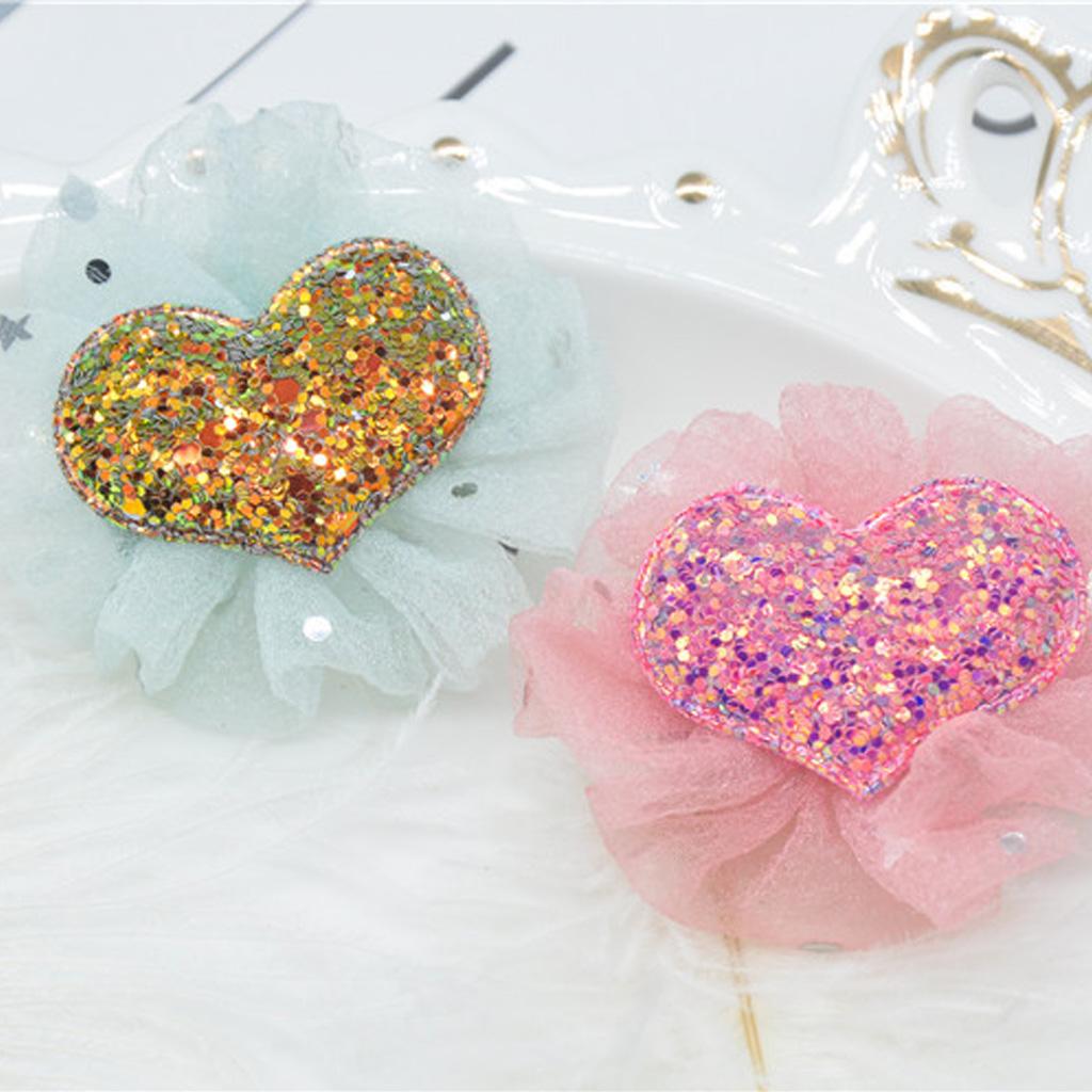 20 Pieces Korean Style Felt Heart Sequin Appliques Flatback Embellishment Making Crafting