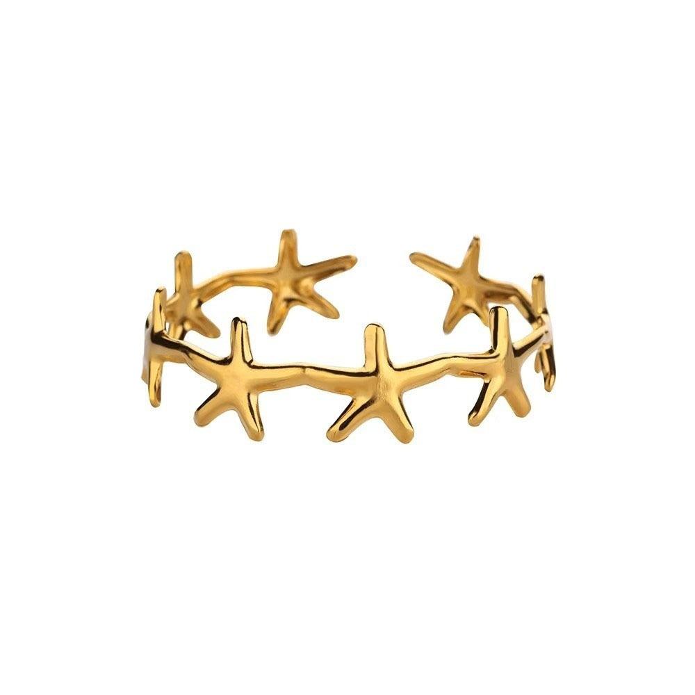 Starfish Shell Bracelet Gold Color Vintage Cuff Bracelets Elegant Opening Bangles  Girl