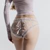 Women's Satin Sheer Mesh Bow Comfy Cutout Briefs