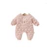 Różowy kombinezon bawełniany dla niemowląt z kieszonkowym króliczkiem, z podszewką z polaru, ciepłe okrycie wierzchnie na jesień/zimę dla noworodków.
