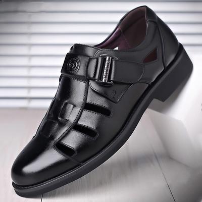 Fashion Elegant Leather Men Sandals Luxury Business Casual Shoes for Men Summer New Hollow Non-slip Work Shoes Comfortable Men Sandalias