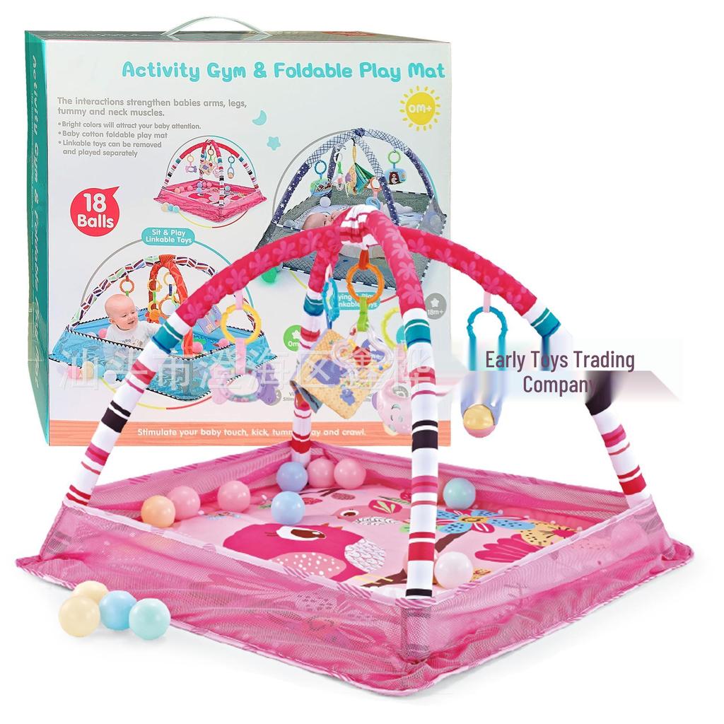 Baby Gym Rack with Ocean Ball Fence & Crawling Mat - For Newborns